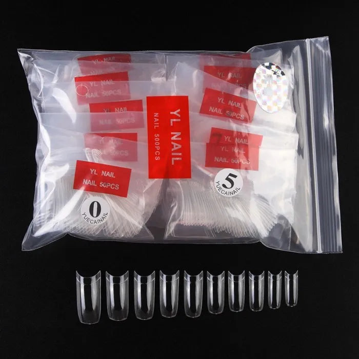 500pcs French False Nail Tips – Half Cover, 10 Sizes, 3 Colors
