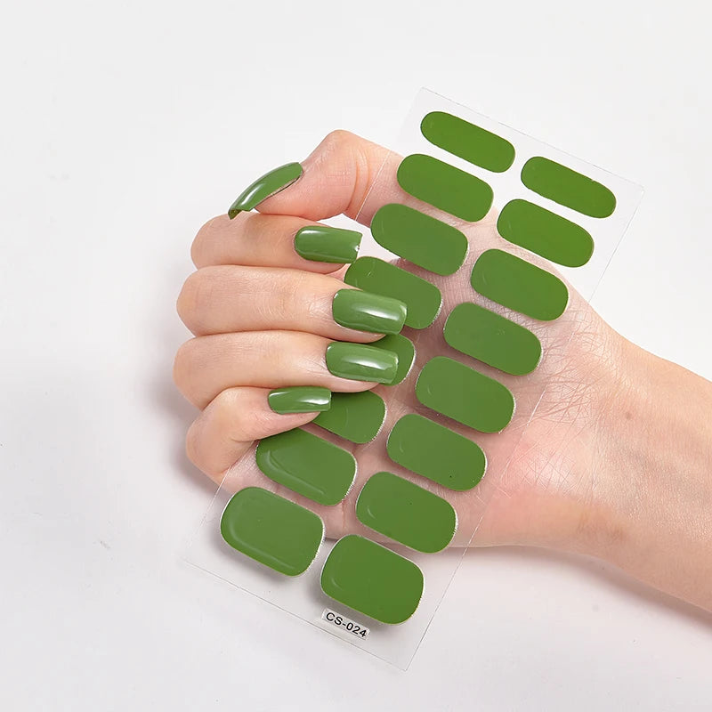 Semi-Cured Gel Nail Wraps Full Cover Stickers – 16pc Set