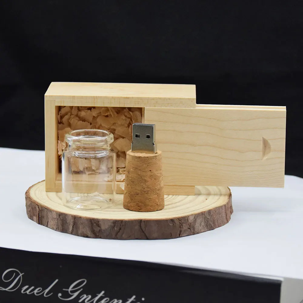 Glass Drift Bottle USB Flash Drive Wooden Cork 16GB 32GB 64GB USB Flash Drive PRIMED