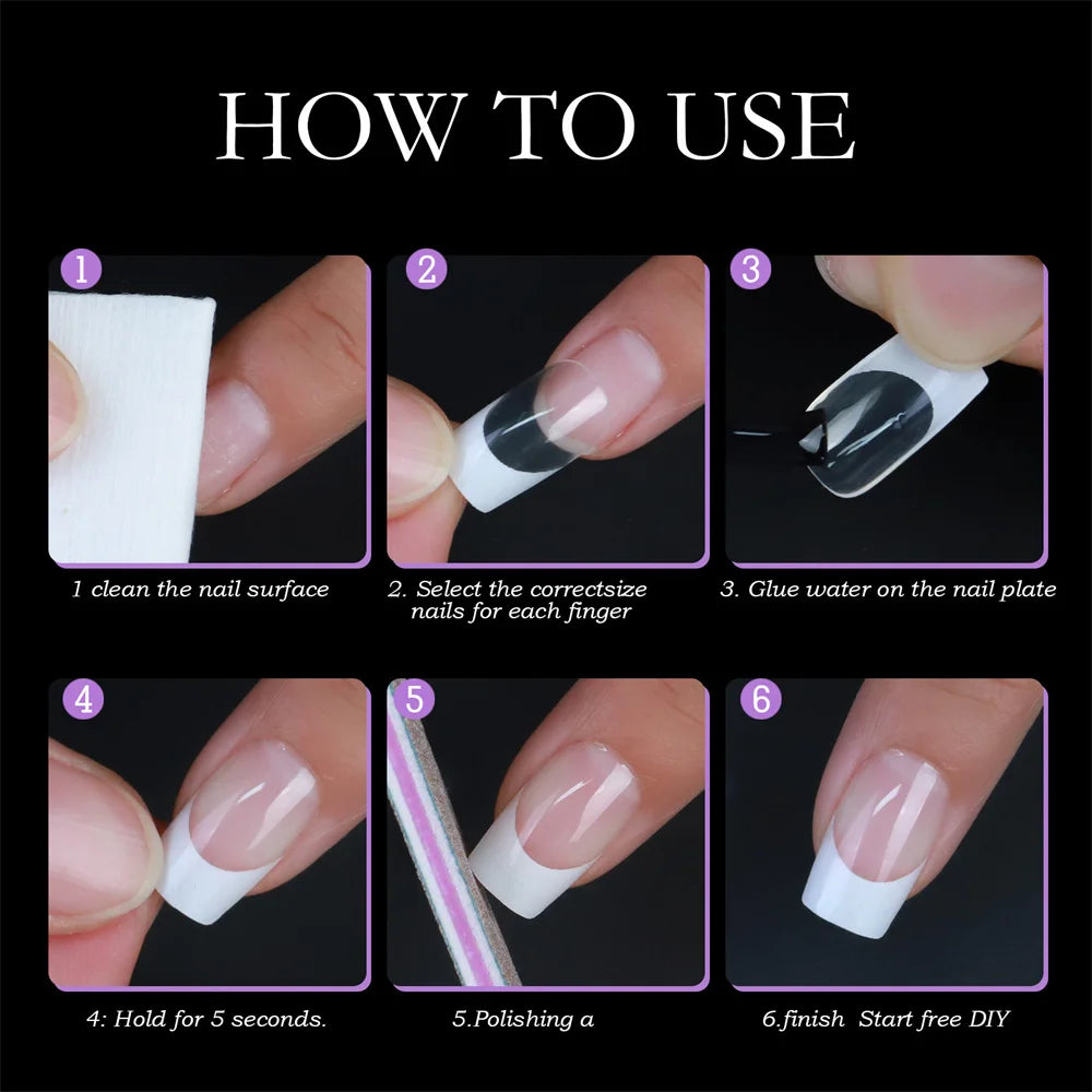 120pcs French Full Cover Nail Tips – Press On Gel & Acrylic Set