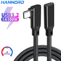 Hannord USB-C 90° Elbow Cable 100W 20Gbps VR Link Extension USB-C Extension Cable PRIMED Black Braided 5m