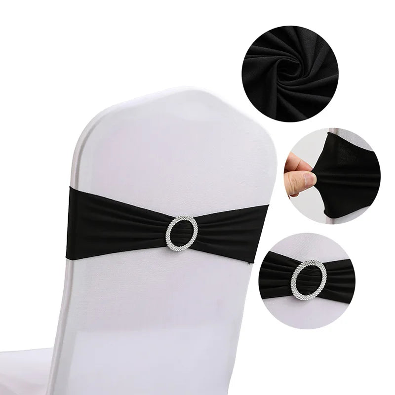 10 Pcs Spandex Chair Sashes with Buckle Slider | Wedding Décor