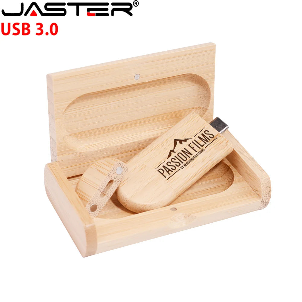 JASTER 10-Pack Wooden USB 3.0 Type-C Flash Drive Custom Logo Wooden USB Flash Drive PRIMED