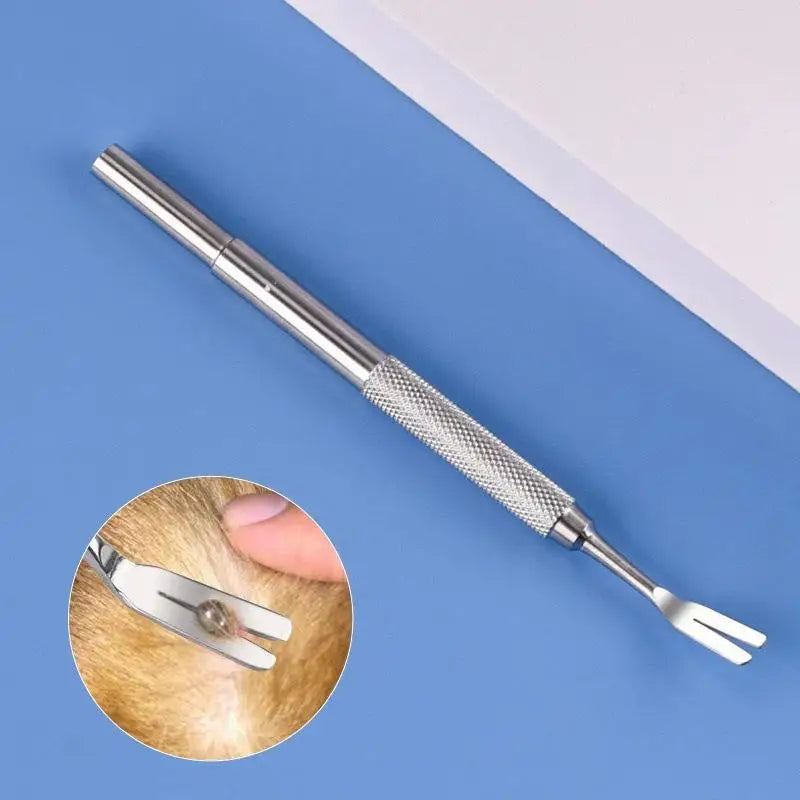 Stainless Steel Tick Fork Remover Tool for Dogs & Cats Pet Tick Remover PRIMED