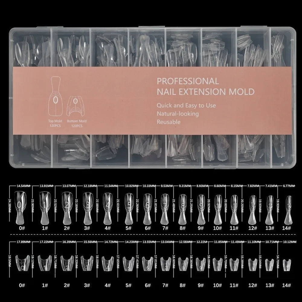 240pcs Mixed False Nail Extension Molds – Oval & Square Tips