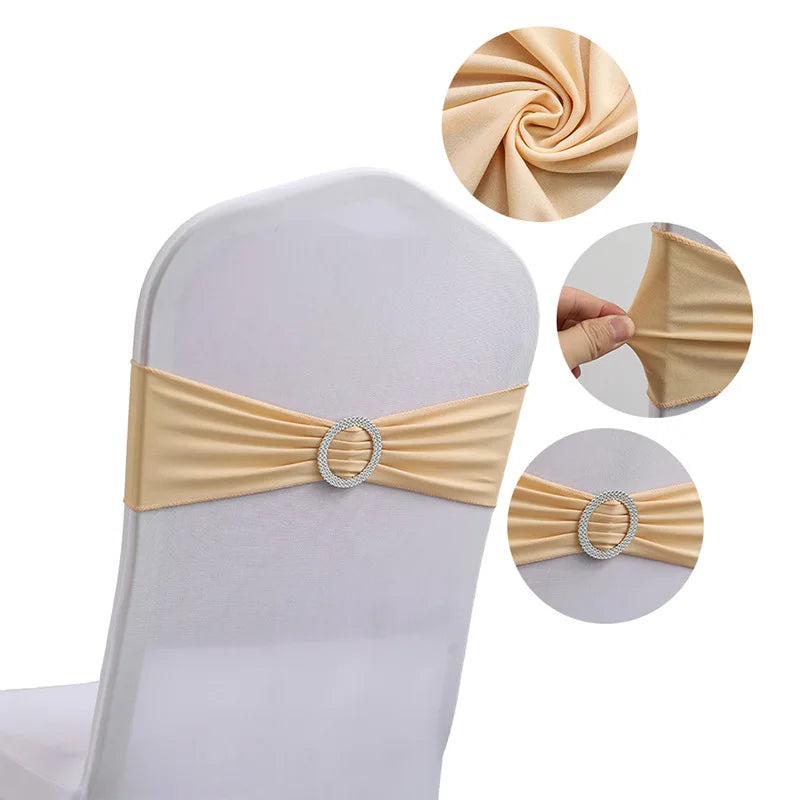 10 Pcs Spandex Chair Sashes with Buckle Slider | Wedding Décor