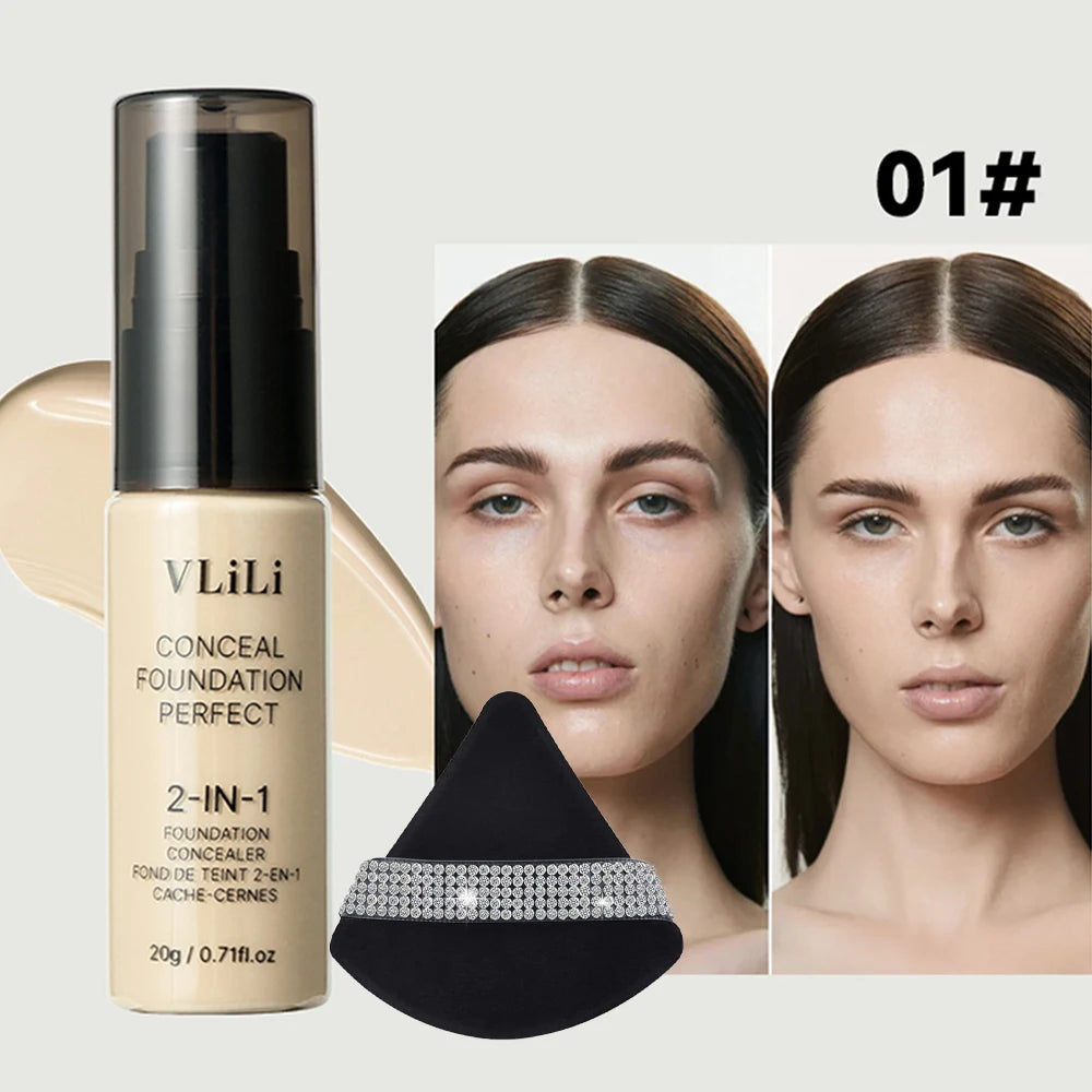 Waterproof Full Coverage Liquid Foundation & Puff Set