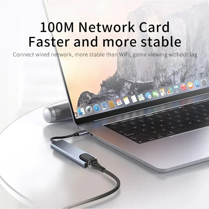 USB-C 8-in-1 Hub | 4K HDMI, RJ45, SD/TF, PD Charging USB-C Multiport Hub PRIMED
