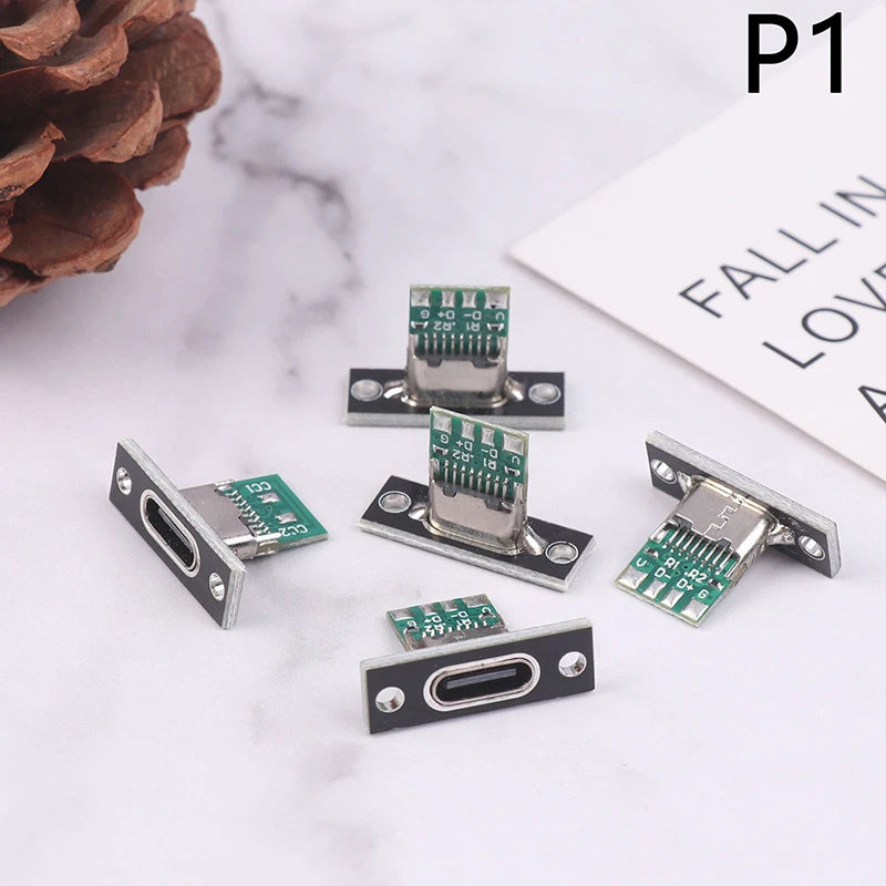 USB 3.1 Type-C Female Connector Socket with Fixing Plate 5pcs