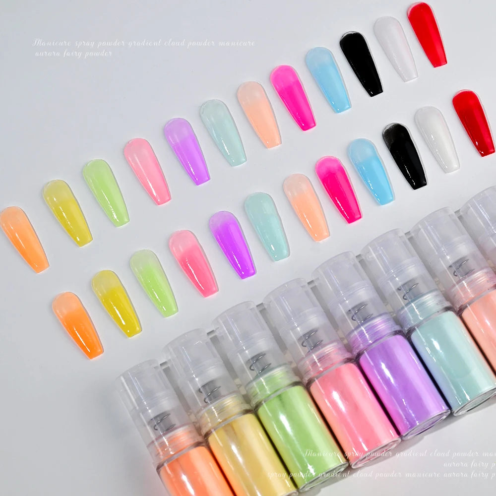 MAFANAILS 12-Color Ombre Spray Nail Glitter Powder 10g