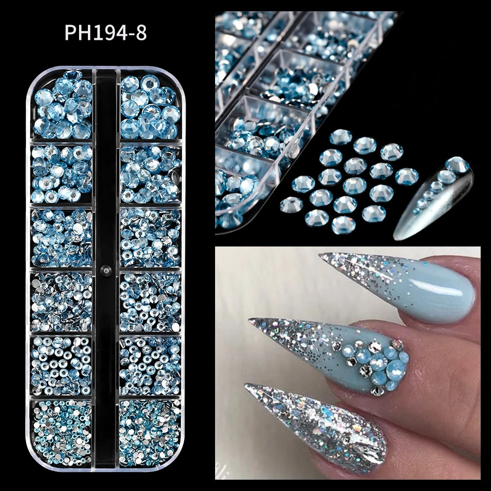2000Pcs Flat Back Crystal Rhinestones Mix SS6–SS30 Nail Art Nail Art Rhinestones PRIMED 08