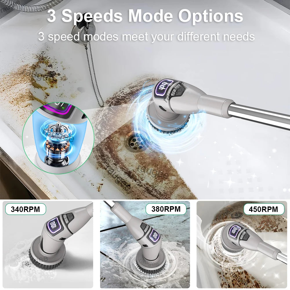 10-in-1 Electric Spin Scrubber | Wireless Cleaning Brush Kit