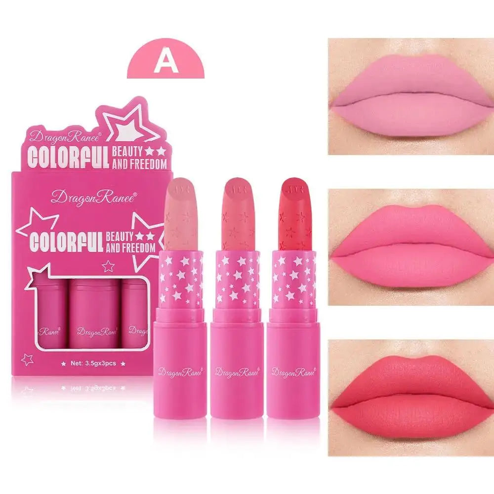 Dragon Ranee 3-Pc Matte Lipstick Set – Waterproof Long-Lasting Matte Lipstick Set PRIMED