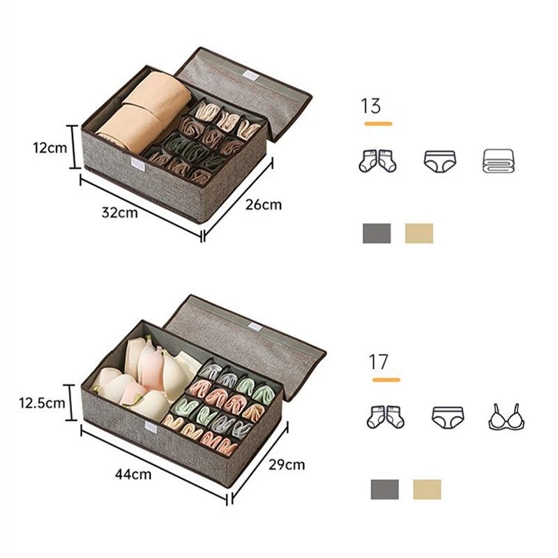 Underwear Sock & Tie Drawer Organizer with Lid | Non-Woven