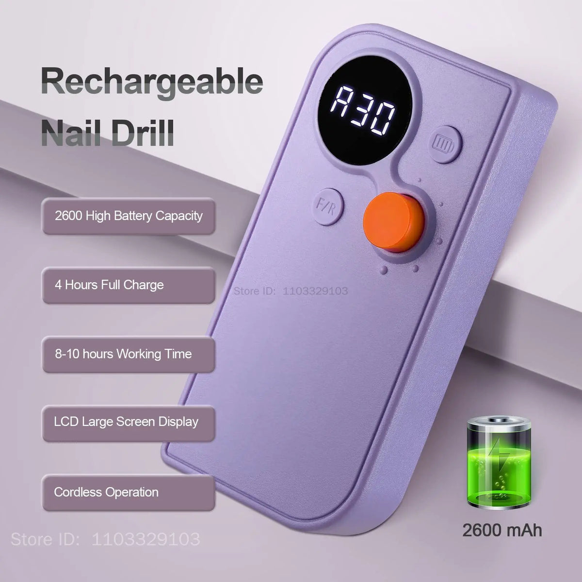 Rechargeable Nail Drill 35000RPM LCD Cordless | PRIMED