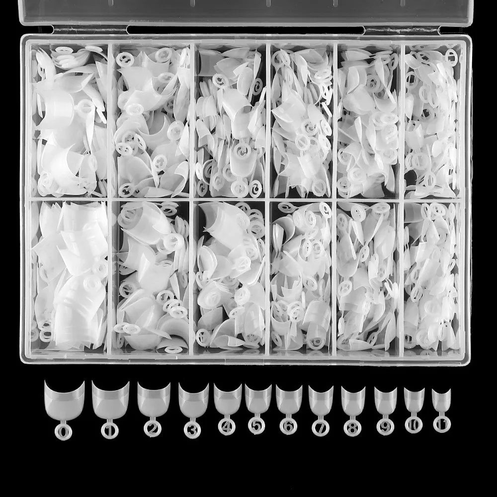 600 Pcs Short Square Press-On Nail Tips – Clear & Natural French