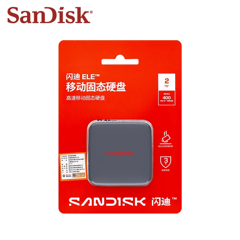 SanDisk E11 Portable SSD 1TB 2TB USB 3.0 + Type-C Adapter Portable External SSD PRIMED