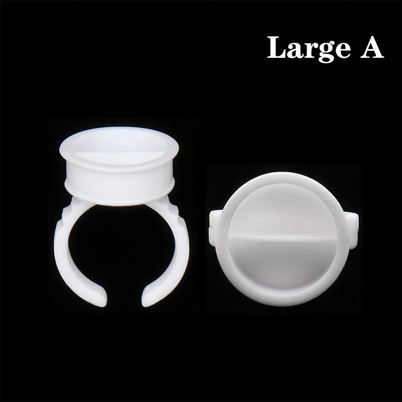 100Pcs Disposable Lash Glue Rings | Eyelash Extension Supplies Lash Extension Accessory PRIMED 100pcs white large A