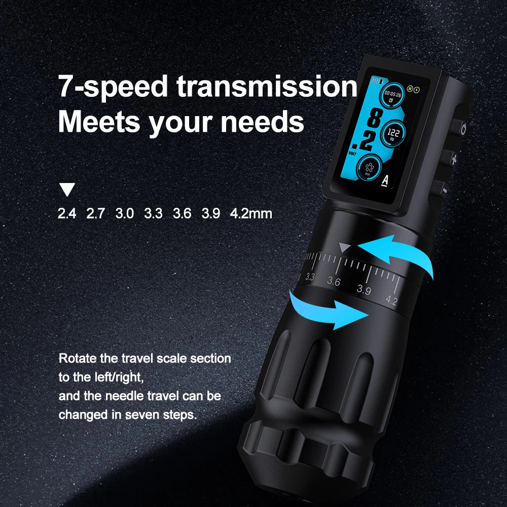 TUMAlab T7 MAX Wireless Tattoo Pen – Adjustable Stroke Motor