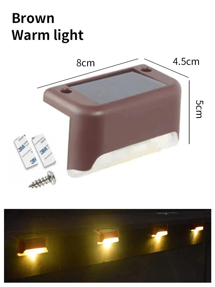 Waterproof LED Solar Deck Lights – Outdoor Fence Wall Lamp Solar Outdoor Light PRIMED Brown Warm Light 1 Pieces