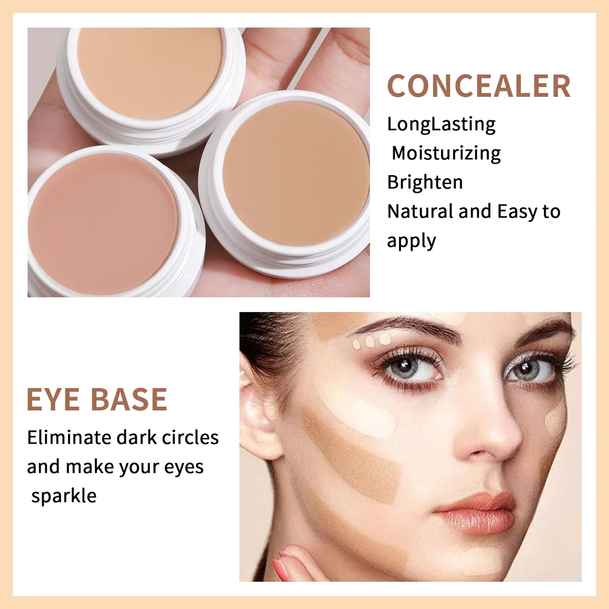 QIC High Coverage Waterproof Concealer Cream | All Skin Types