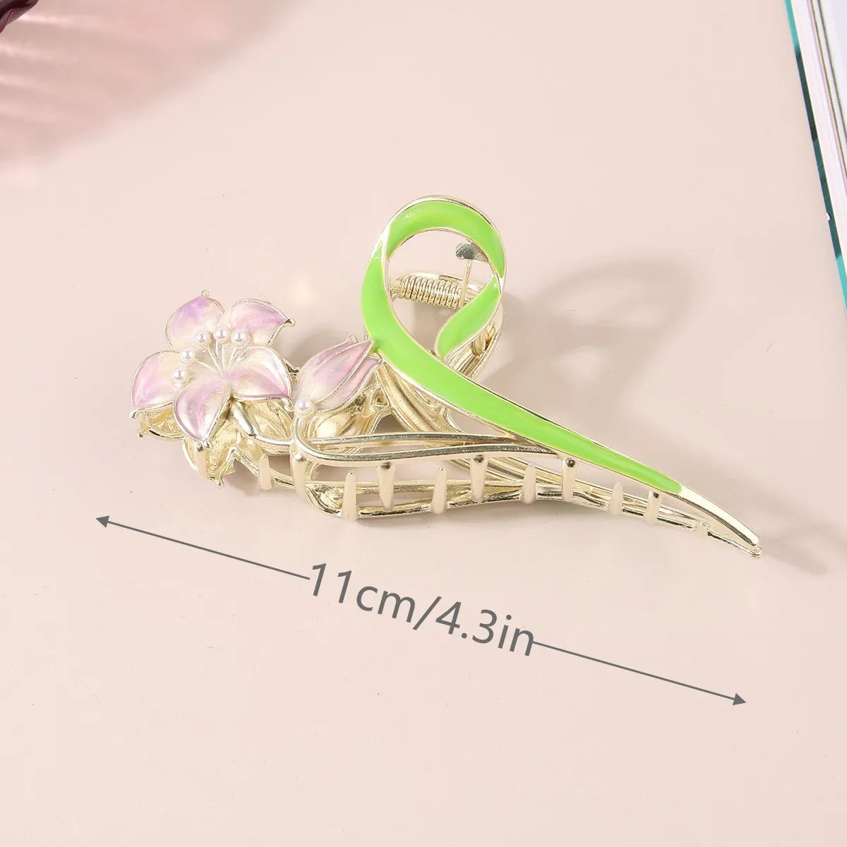 Rose Tulip Flower Claw Clip – Metal Shark Clip for Women