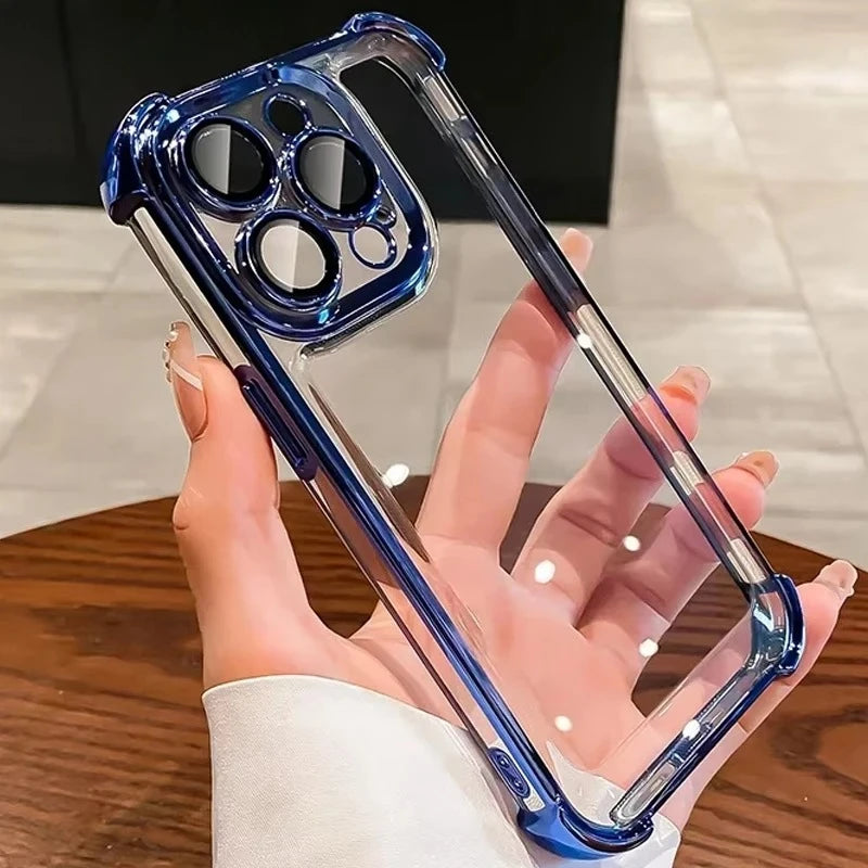 Clear TPU iPhone Case 11–17 Pro Max | Plating Lens Protection Phone Case PRIMED