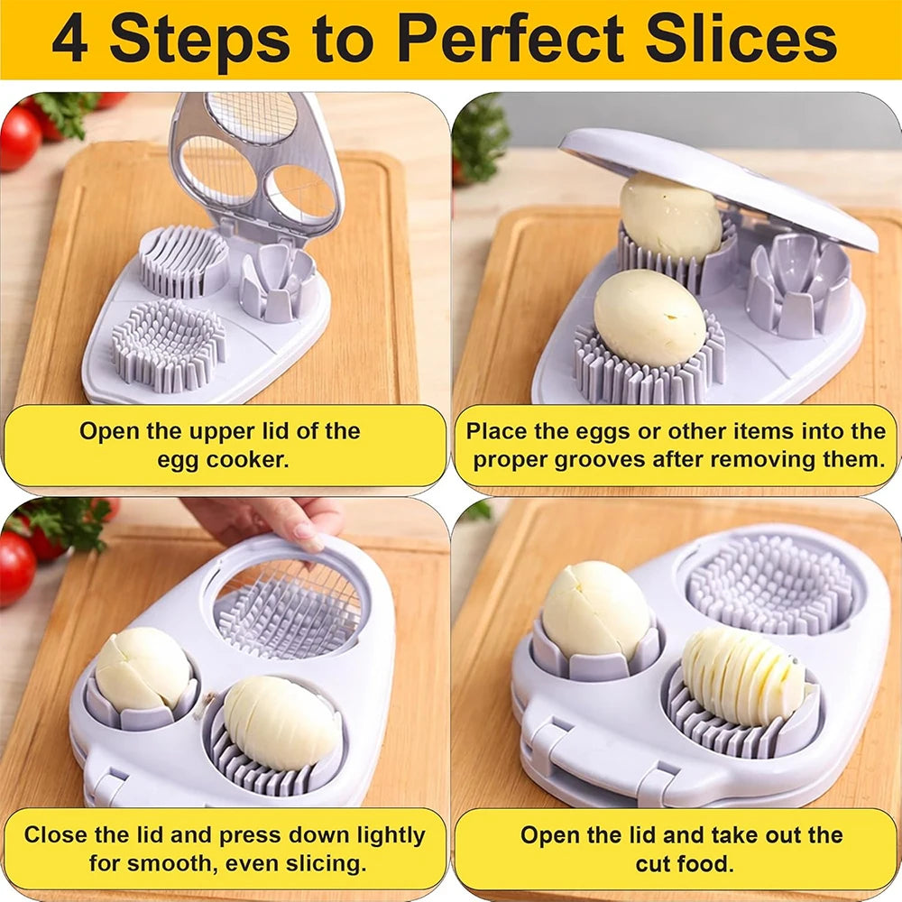 LMETJMA 3-in-1 Egg Slicer – Stainless Steel Cutter & Dicer Egg Slicer Tool PRIMED