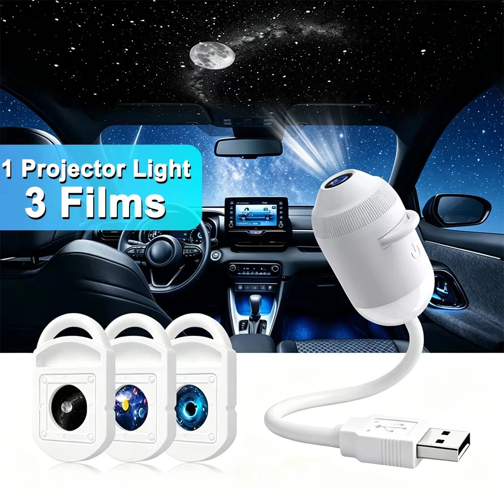 USB Galaxy Star Projector Night Light – 360° Gooseneck, 24 Films