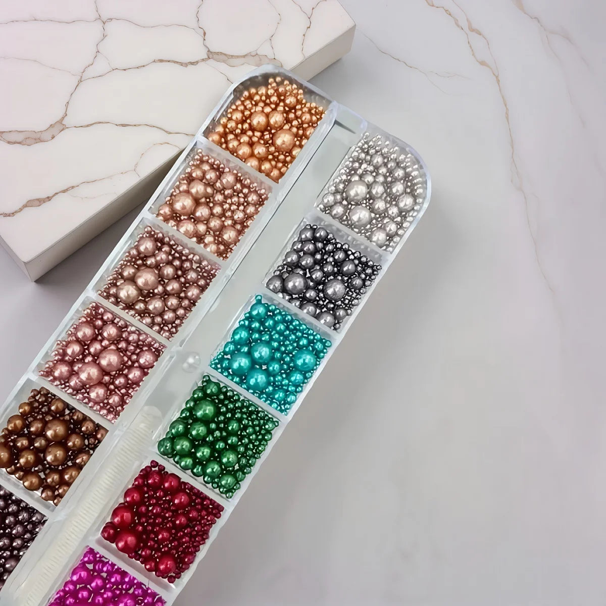 12-Grid 3D Crystal Nail Rhinestones – Mixed Size Gem Set