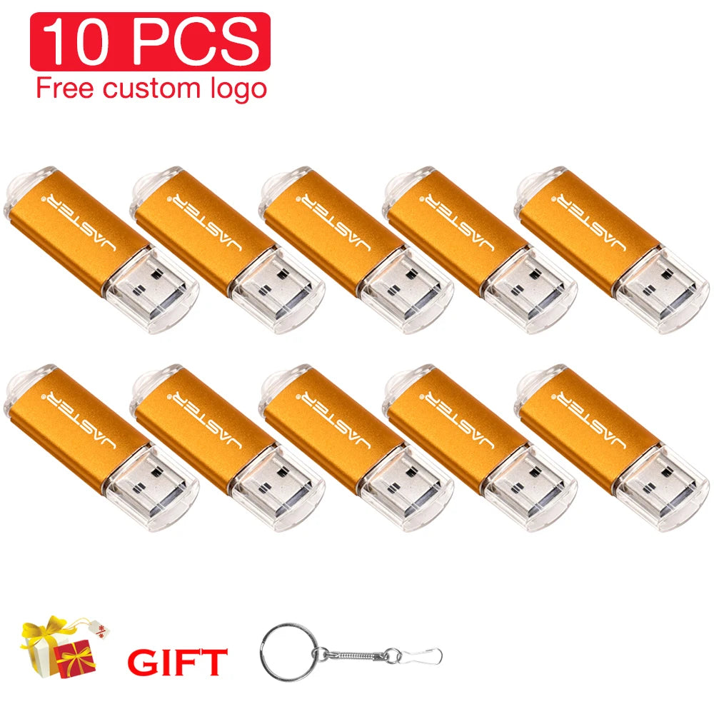 10-Pack Custom Logo Metal USB 2.0 Flash Drives 4GB–64GB USB Flash Drive PRIMED 32 GB yellow