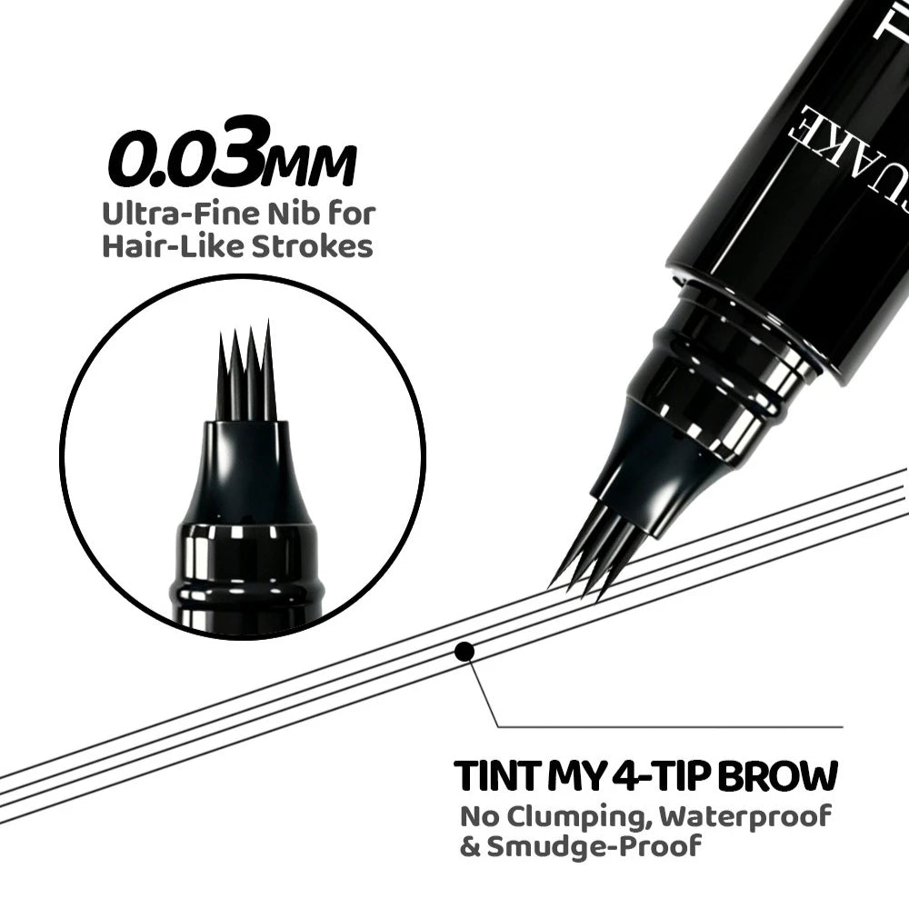 4-Prong Liquid Eyebrow Pen | Microblading Hair Stroke Brow Pencil Liquid Eyebrow Pen PRIMED
