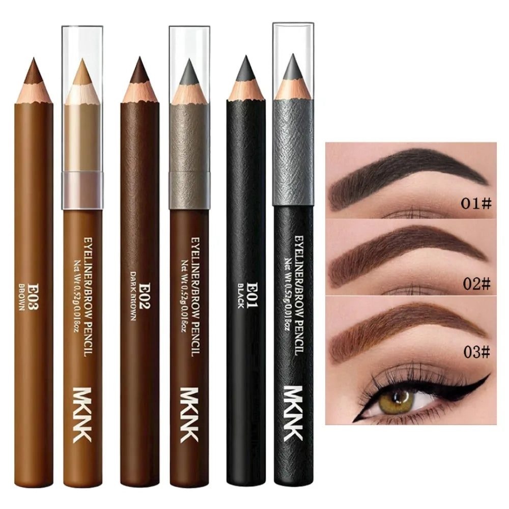 Wooden 2-in-1 Waterproof Eyebrow & Eyeliner Pencil – 3 Colors