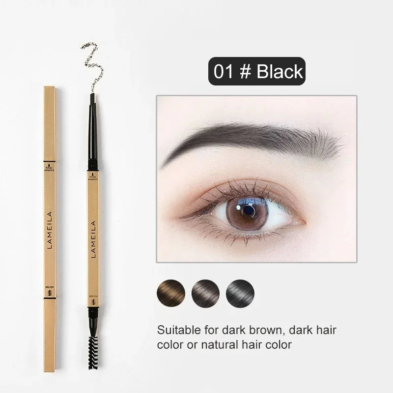 Waterproof Double-Ended Eyebrow Pencil with Brush – 5 Colors Eyebrow Pencil PRIMED 01 Black