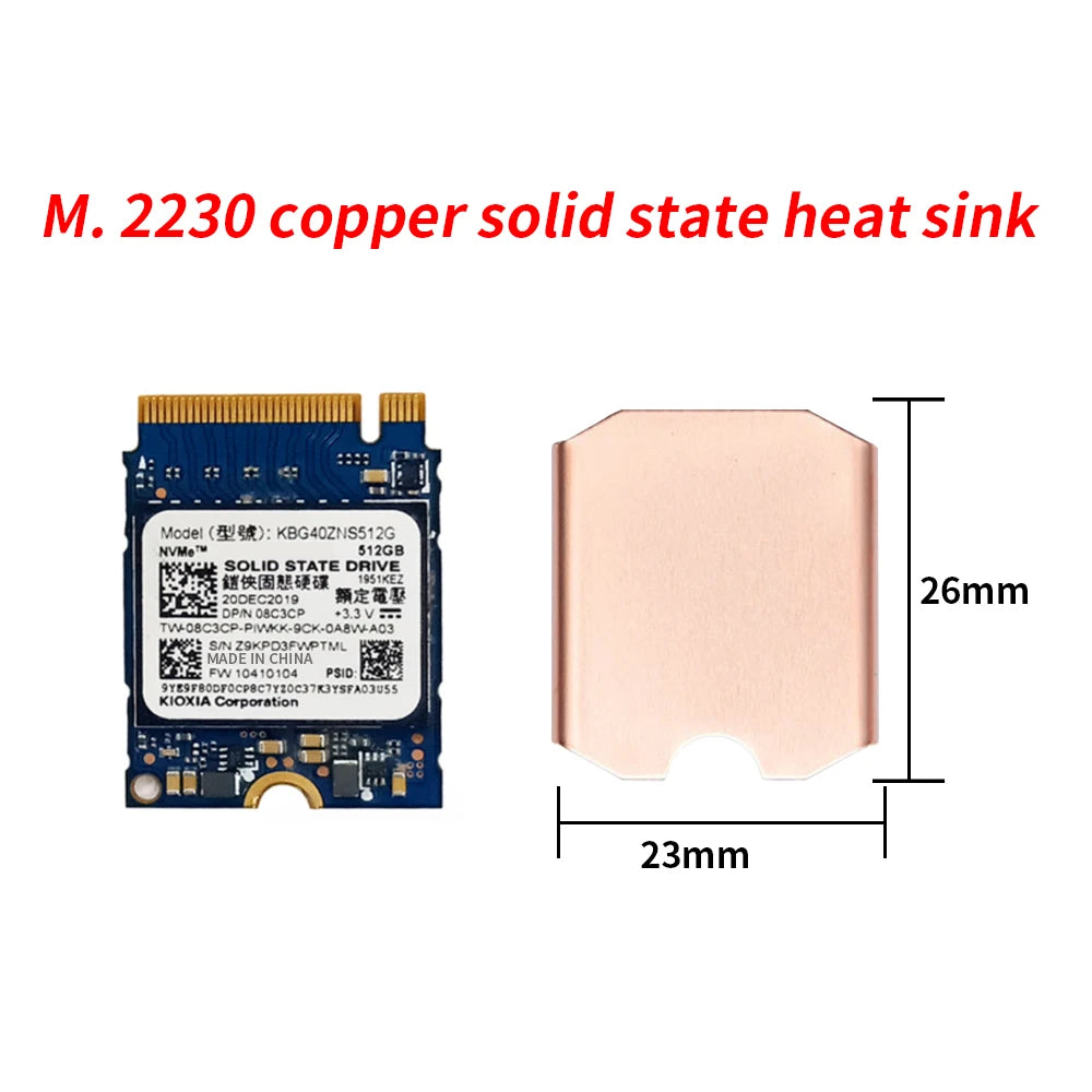 TISHRIC M.2 2230 Copper SSD Heatsink with Thermal Pad | NVMe SSD Heatsink Cooler PRIMED