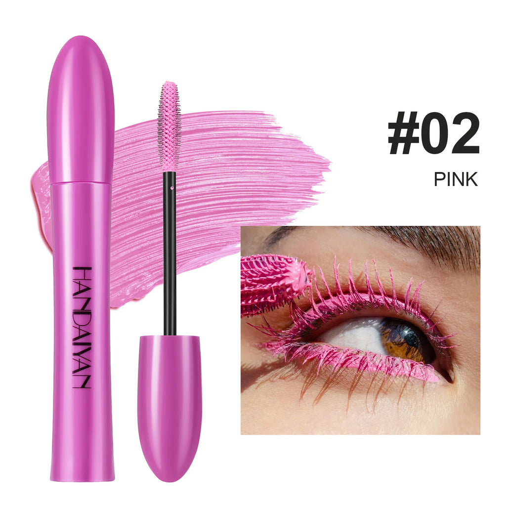 Handaiyan Waterproof Color Mascara – 10 Shades, Volume & Curl Color Mascara PRIMED 02 PINK