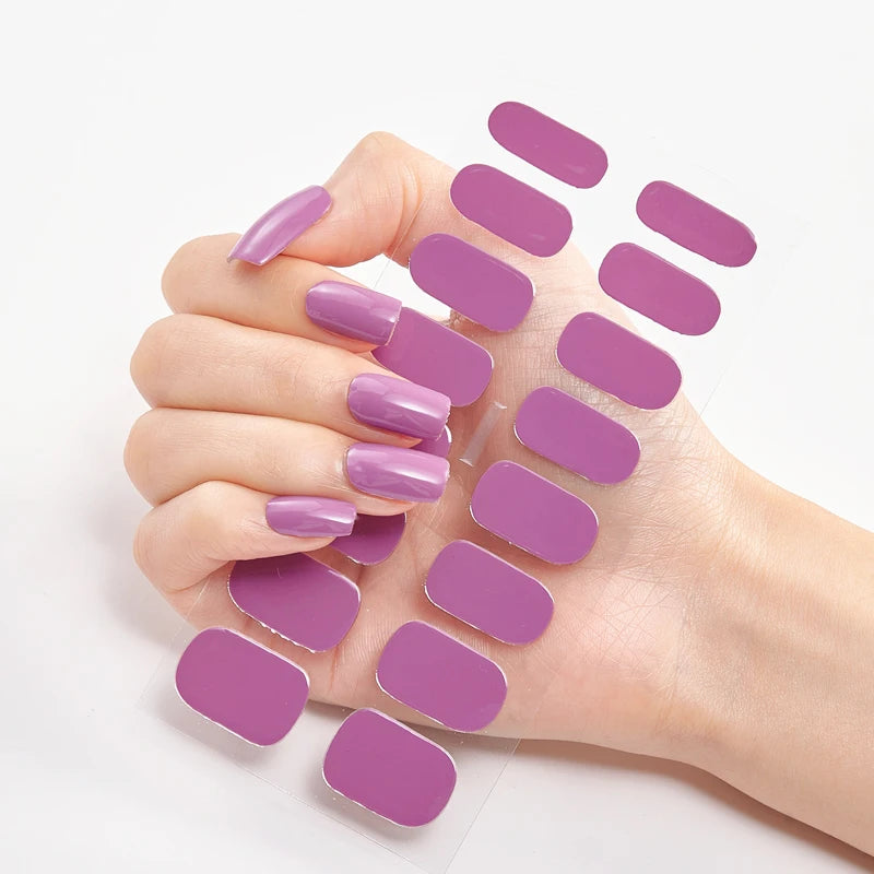 Semi-Cured Gel Nail Wraps Full Cover Stickers – 16pc Set