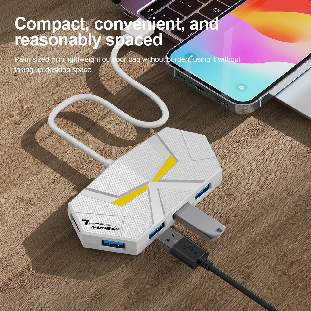 7-Port USB 3.0 Hub Type-C Docking Station 5Gbps RGB LED USB Hub Docking Station PRIMED