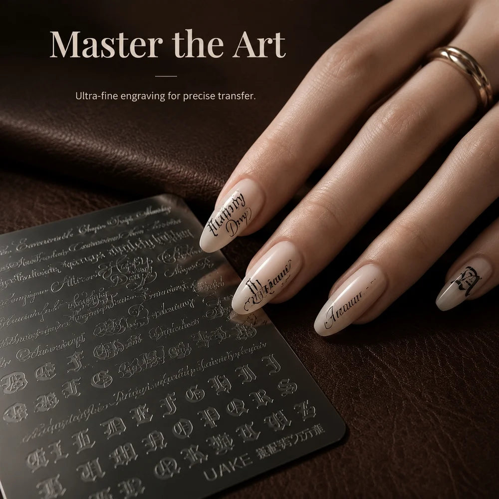 Gothic Alphabet Nail Stamping Template | Old English Script Nail Stamping Template PRIMED