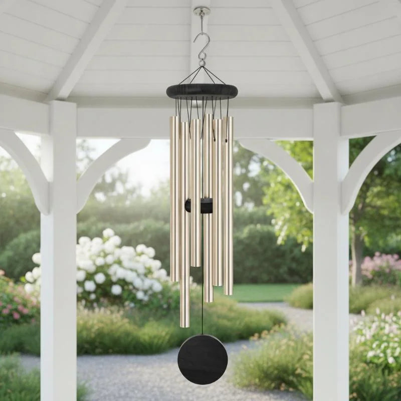 Retro Wood & Metal Wind Chime – 6 Tubes Outdoor Decor