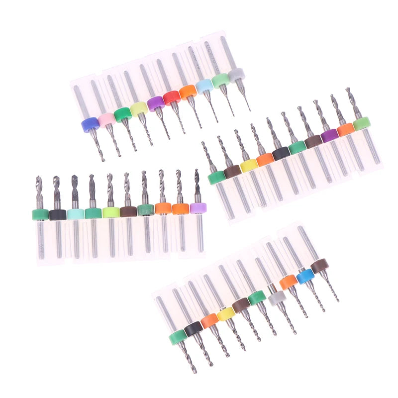 10-Pack Tungsten Carbide PCB Micro Drill Bits | CNC 3.175mm PCB Drill Bit Set PRIMED
