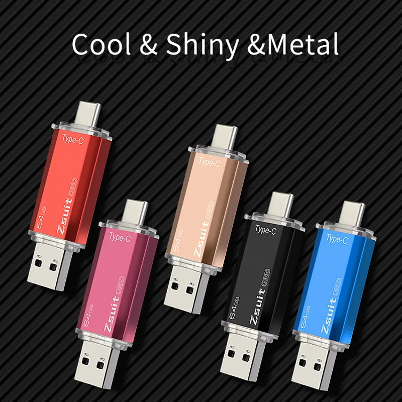 Z-SUIT 2-in-1 USB Type-C & USB 3.0 Metal Flash Drive 128GB USB Flash Drive PRIMED