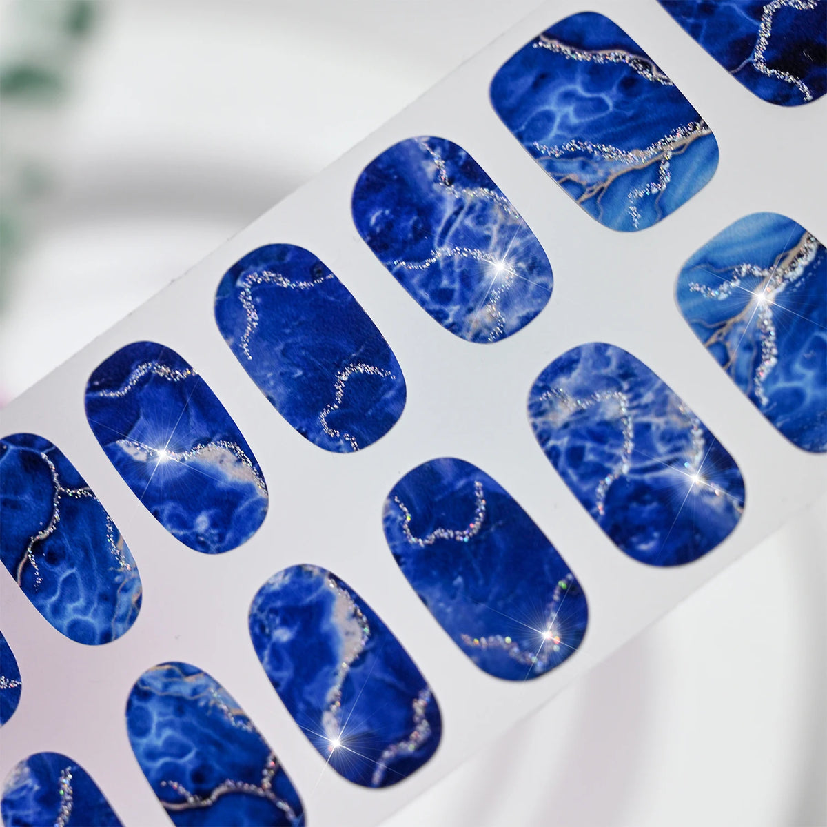 Shimmer Diamond Marble Full Cover Nail Gel Stickers – 16 Tips