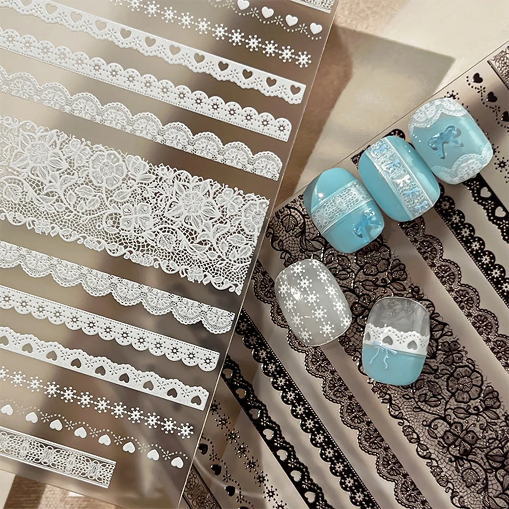 Lace Nail Art Stickers | Ballet Bowknot & Grid Nail Decals Nail Art Stickers PRIMED