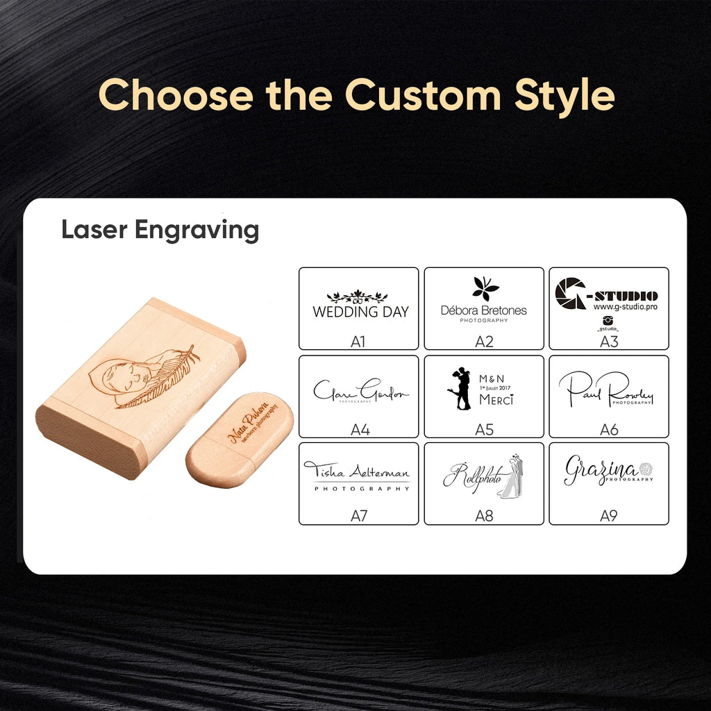 20-Pack Custom Logo Bamboo USB Flash Drives 64GB – Wedding Custom USB Flash Drive PRIMED