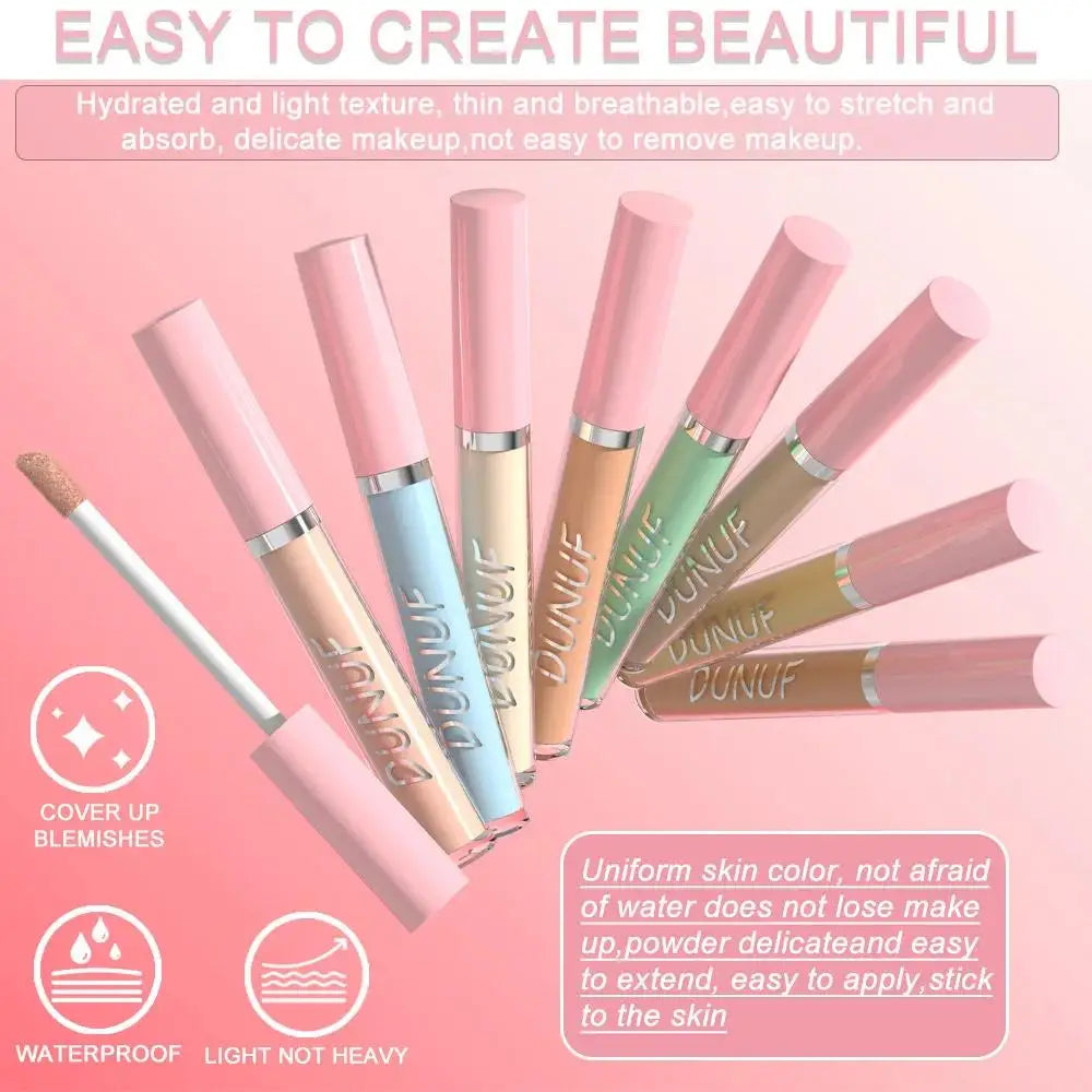 DUNUF Color Correcting Liquid Concealer – 8 Shades, Waterproof Color Correcting Concealer PRIMED