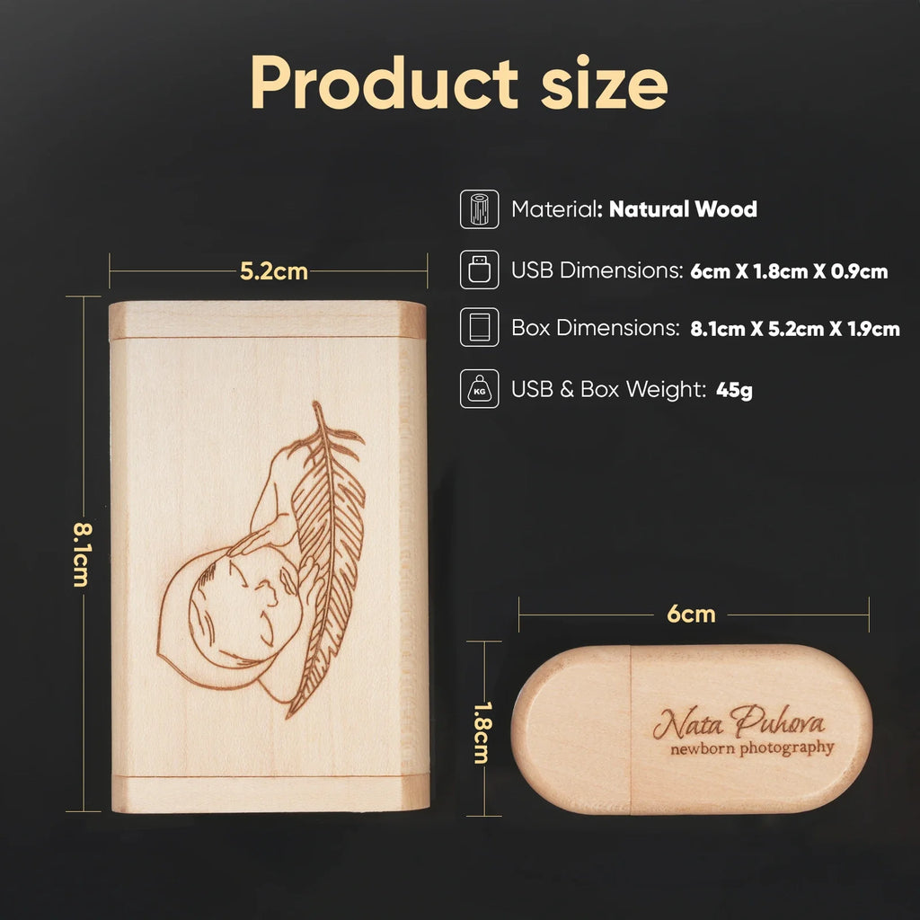 20-Pack Custom Logo Bamboo USB Flash Drives 64GB – Wedding Custom USB Flash Drive PRIMED
