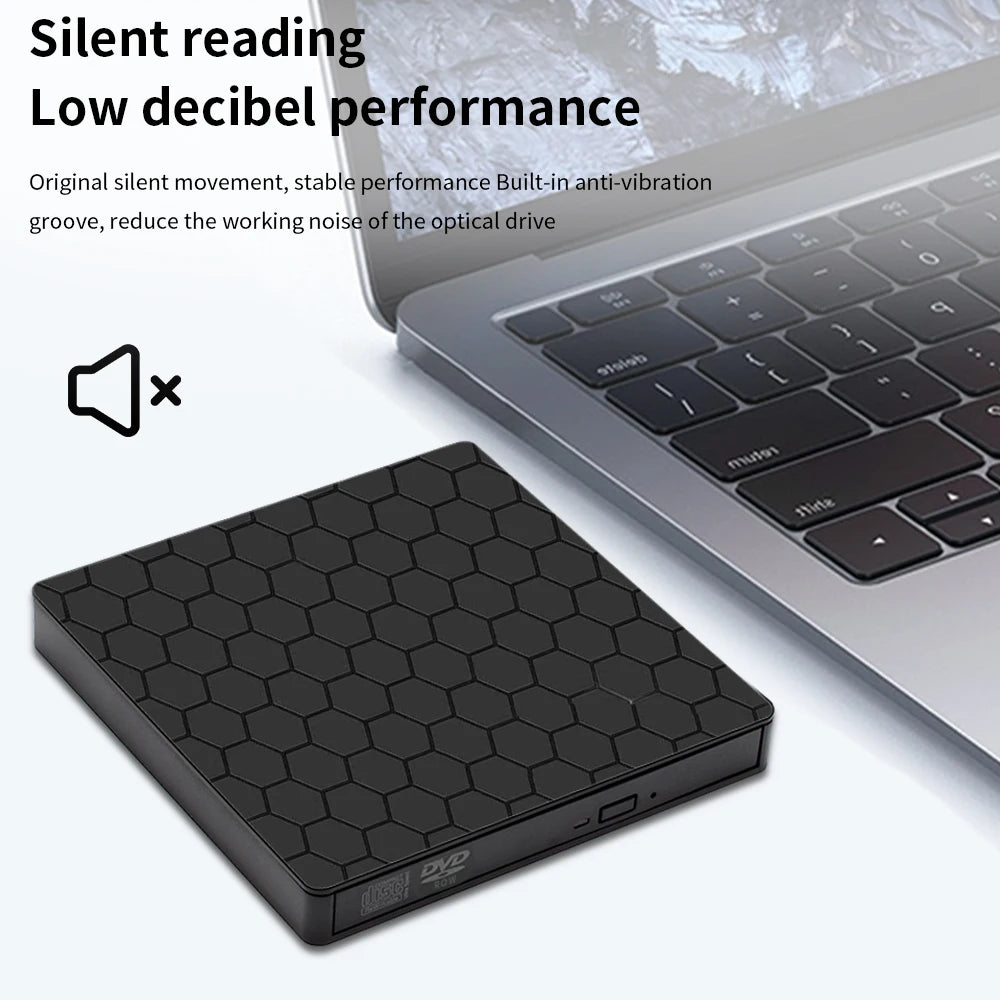 TISHRIC USB External DVD/CD Drive – USB 3.0 & Type-C External Optical Drive PRIMED
