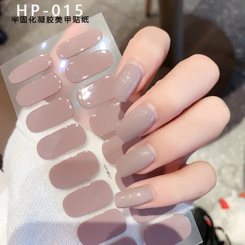 Semi-Cured Gel Nail Wraps Pink Tulip Floral | 16 Tips/Sheet
