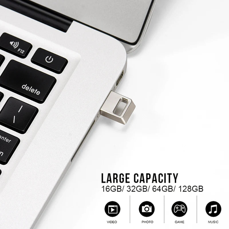 JASTER Mini Metal USB 2.0 Flash Drive Silver 4GB–64GB USB Flash Drive PRIMED